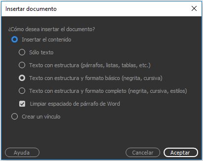 Arrastrar un documento de Word o Excel a Dreamweaver