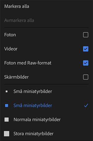 Opções de importação