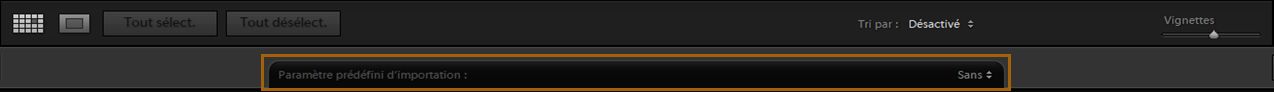 Paramètre prédéfini d’importation