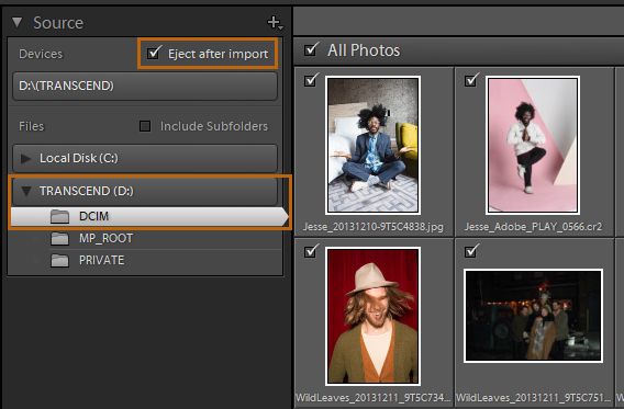 Importowanie z karty SD