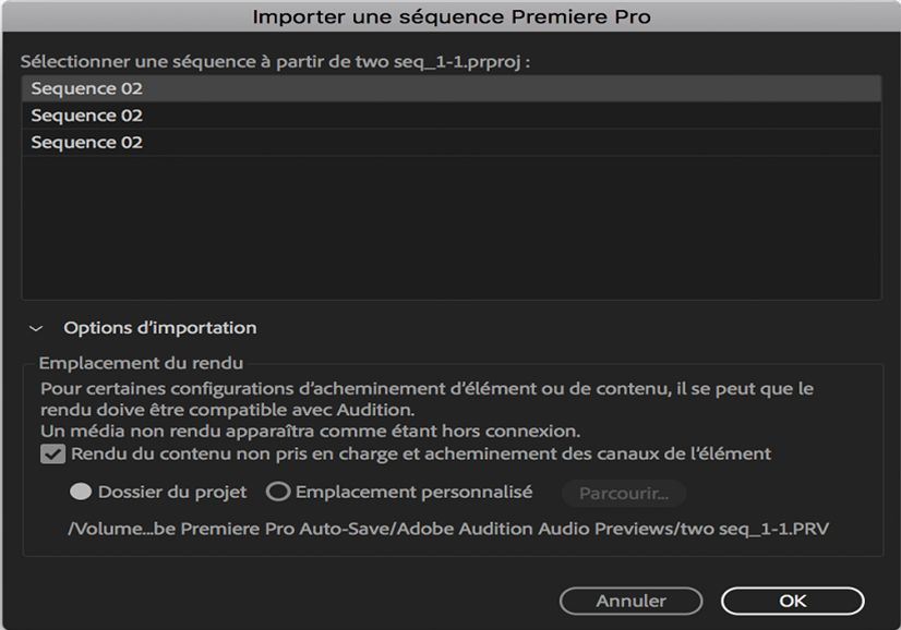 Options d’importation