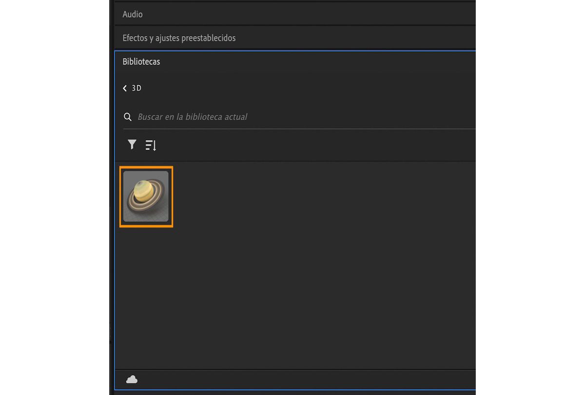 El modelo 3D guardado en Adobe Stock comienza a reflejarse en la biblioteca.