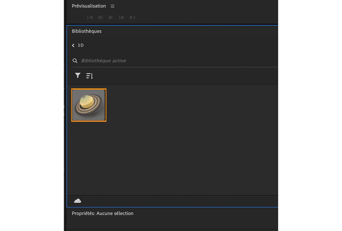 Le modèle 3D enregistré dans Adobe Stock commence à apparaître dans votre bibliothèque.