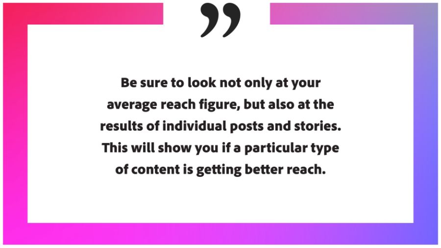 Quote on the importance of looking at your average reach and results of social posts