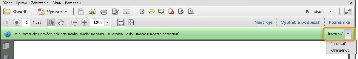 Oznámenie v&nbsp;aplikácii o&nbsp;inovácii alebo odmietnutí