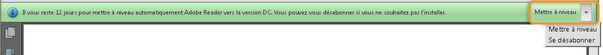 Notification intégrée pour effectuer la mise à niveau ou la refuser