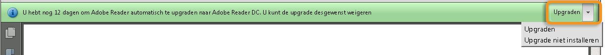 Bericht om de upgrade uit te voeren of te weigeren