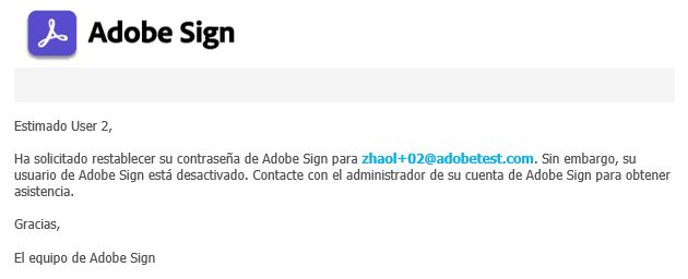 Correo electrónico de cuenta desactivada