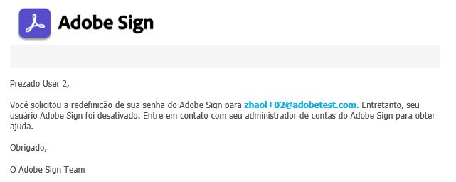 Email de conta inativa