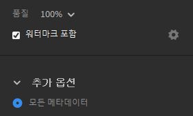 내보내기 설정의 워터마크 포함 옵션