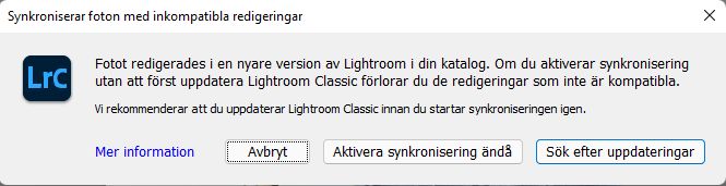 Inkompatibla redigeringar
