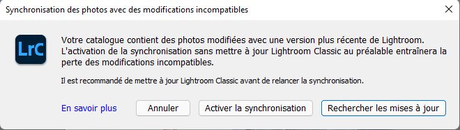 Modifications non compatibles