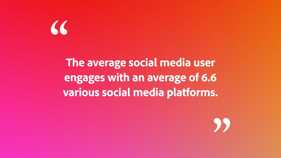 White text on a colorful background about social media engagement