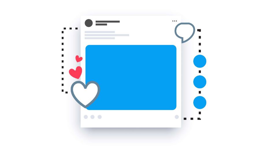 Illustration of a twitter post getting likes, comments, and retweets