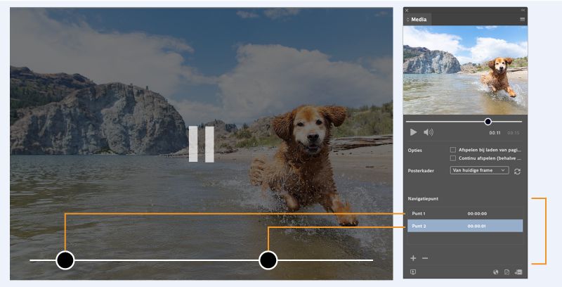 Navigatiepunten instellen in mediabestand