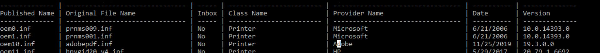 Adobe PDF 驱动程序 inf 条目