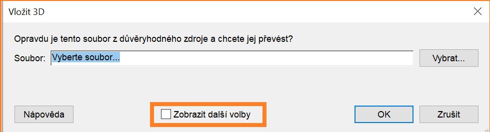 Výběr pole Zobrazit pokročilé možnosti