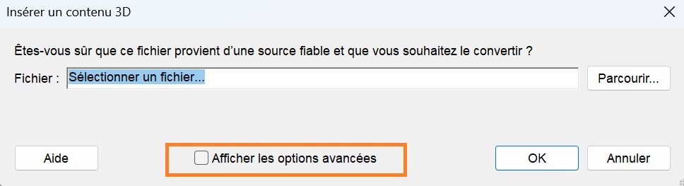 Sélectionnez Afficher les options avancées
