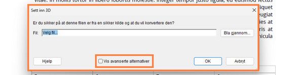 Velg Vis avanserte valg