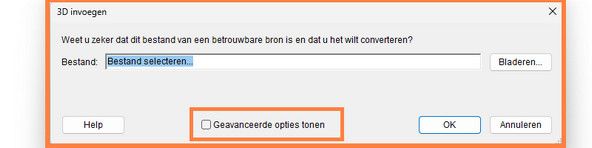 Geavanceerde opties weergeven selecteren