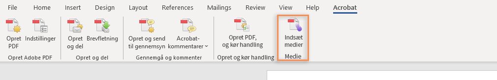 Muligheden Indsæt medie