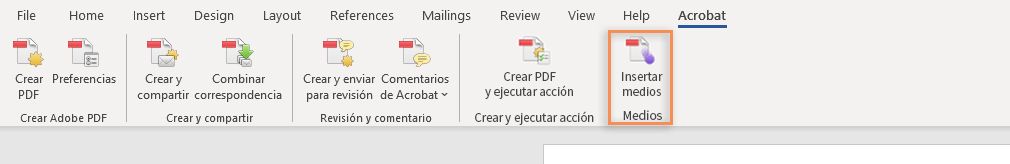 Opción Insertar medios