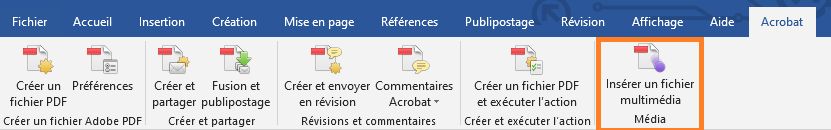 Option Insérer un média