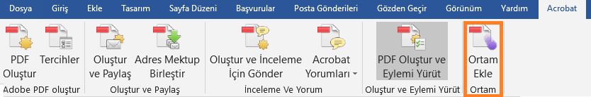 Ortam ekle seçeneği