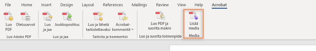 Lisää media -vaihtoehto