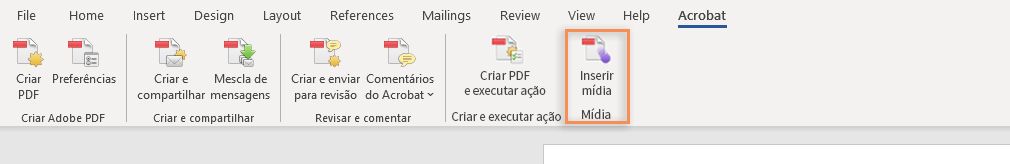 Opção Inserir mídia