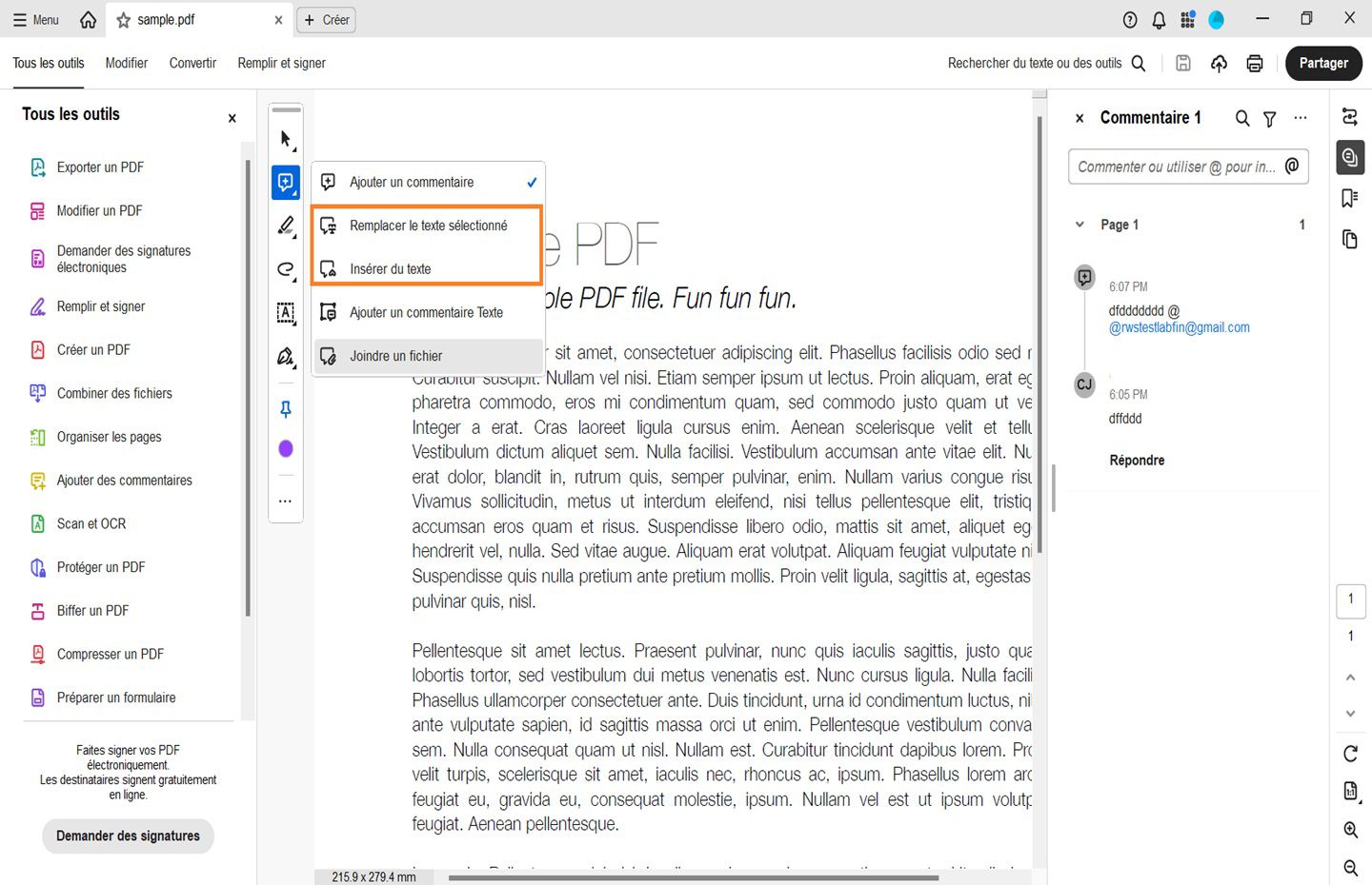 Insérer et remplacer