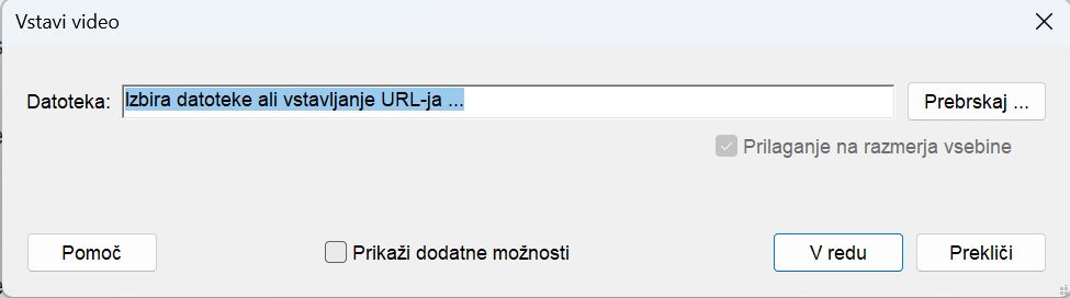 Vstavljanje bogate predstavnosti