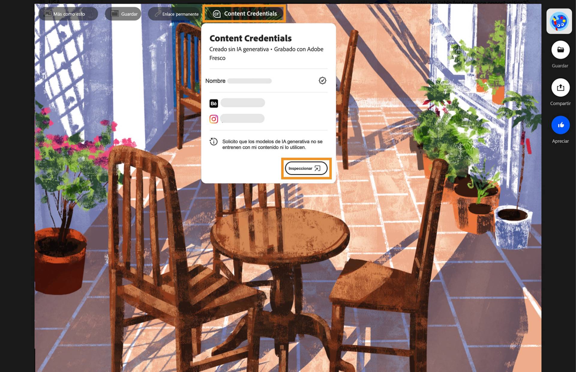 Content Credentials en Behance