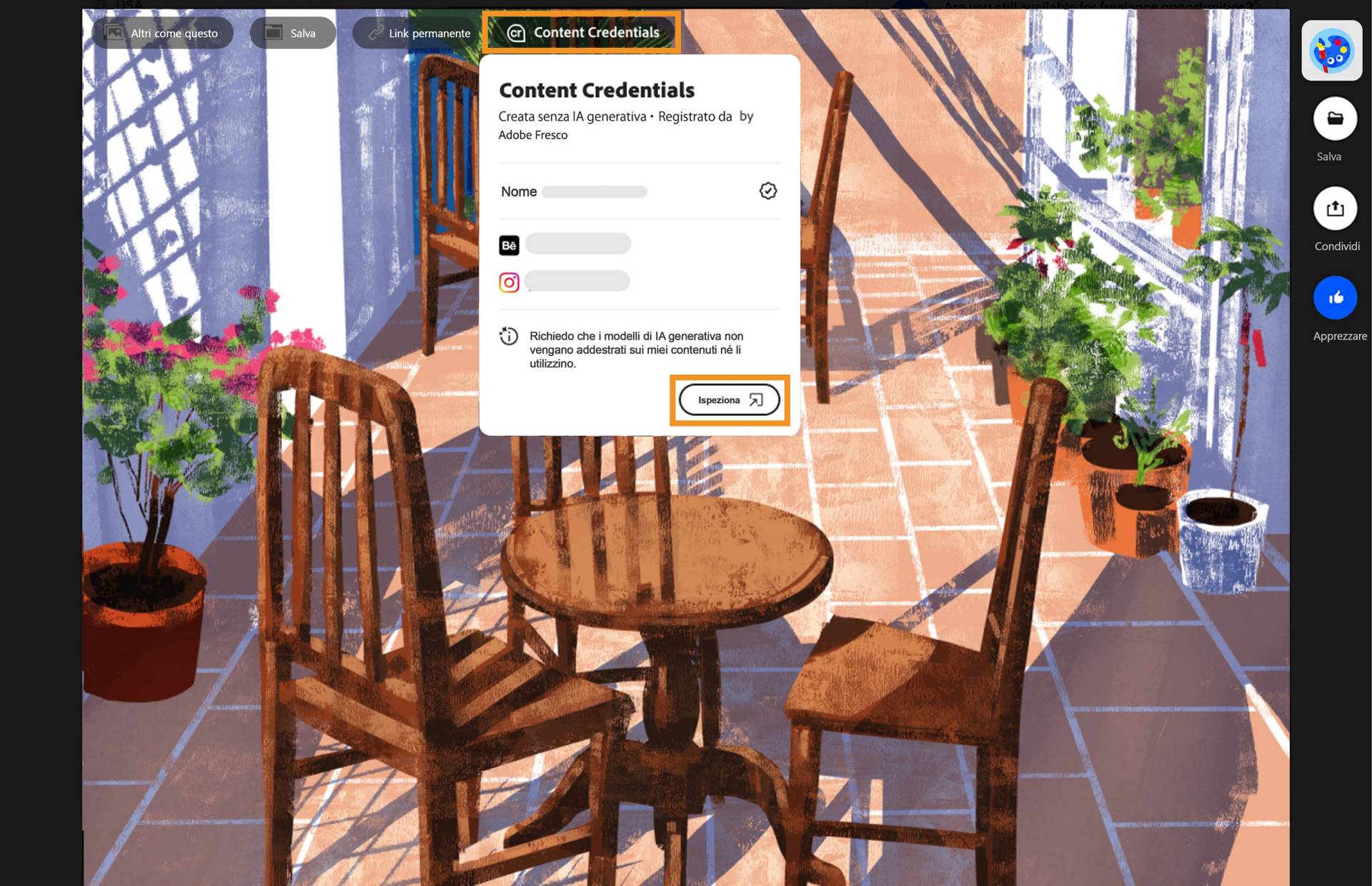 Content Credentials su Behance
