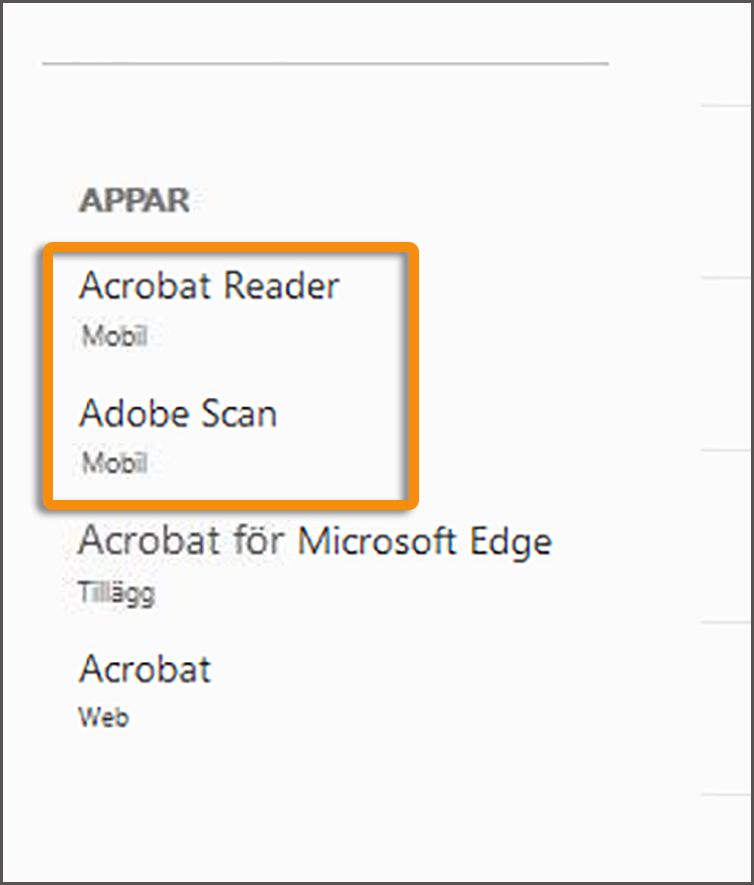Installera mobilappar från det vänstra fönstret