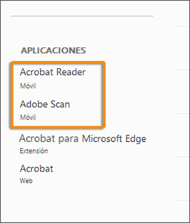 Instalar aplicaciones móviles desde el panel izquierdo.