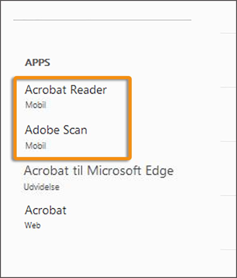 Installér mobilapps fra venstre rude