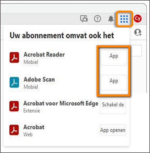 Mobiele apps vanuit het uitvouwmenu installeren