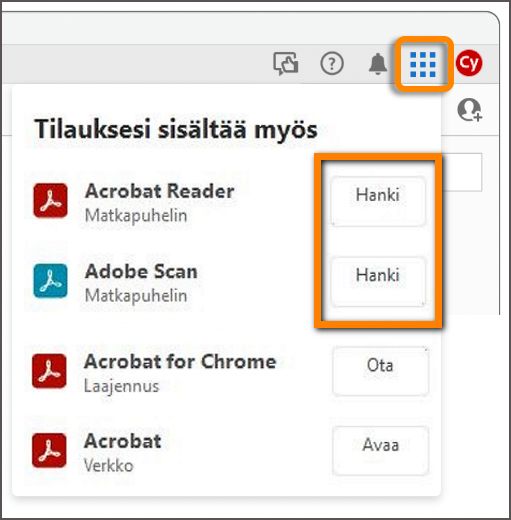 Asenna mobiilisovelluksia hampurilaisvalikosta
