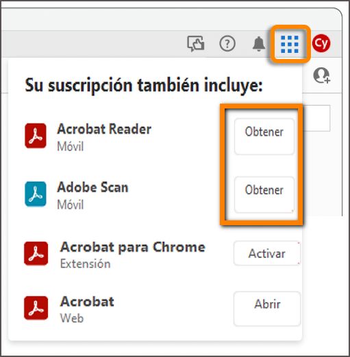 Instalar aplicaciones móviles desde el menú waffle