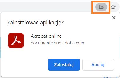 Instalowanie programu Acrobat w trybie online