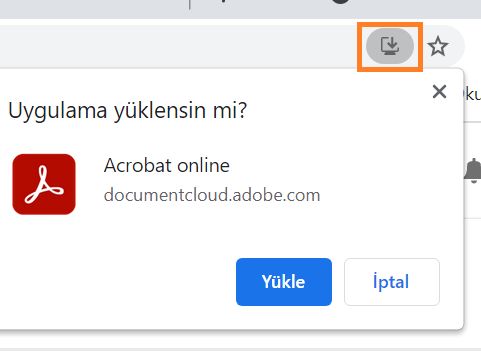 Acrobat çevrimiçi uygulamasını yükleme