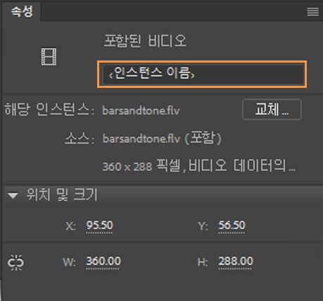 비디오 클립 인스턴스 이름