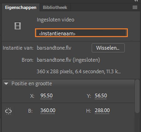 Naam van videoclipinstantie