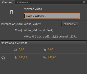 Název instance videoklipu