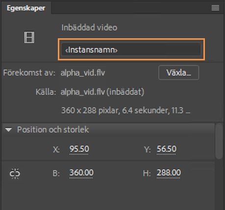 Videoklippets instansnamn