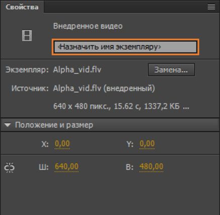 Имя экземпляра видеоролика