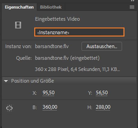 Instanzname des Videoclips
