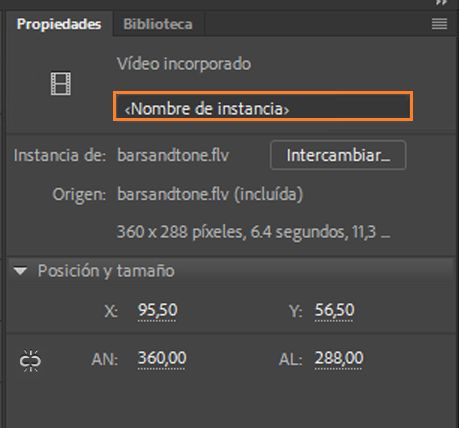 Nombre de instancia del clip de vídeo