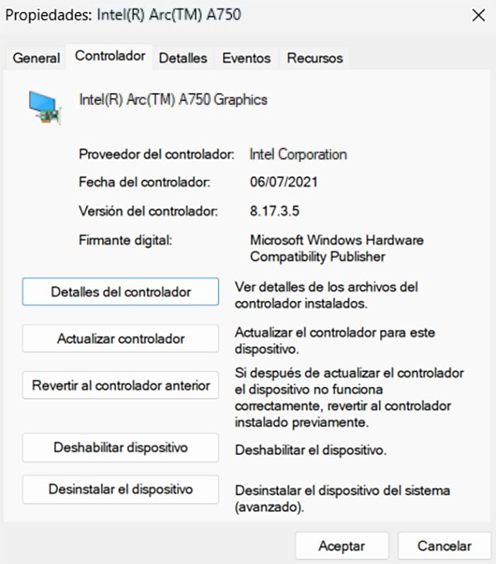 Verificar la instalación del controlador